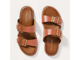 Double Banded Buckle Footbed / Cognac