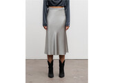 Hana Satin Skirt - Silver XL