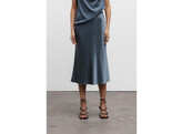Hana Satin Skirt - Steel Blue XL