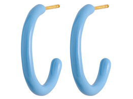 Color Hoops Medium Pair-Enamel / Light Blue