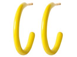 Color Hoops Medium Pair-Enamel / Yellow