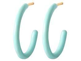 Color Hoops Medium Pair-Enamel / Mint