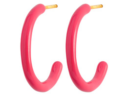 Color Hoops Medium Pair-Enamel / Pink