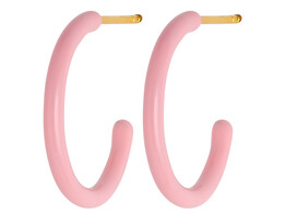 Color Hoops Medium Pair-Enamel / Light pink