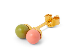 Double Color Ball 1 Pcs-Enamel / Burnt Coral-Willow Green